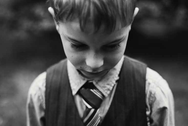 alone black and white blur boy